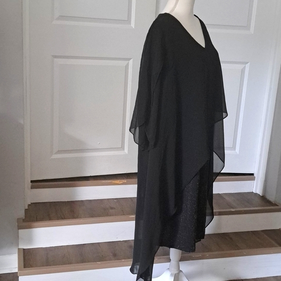 Hanna Nikole Sleeveless Cape Dress Chiffon Overlay Bodycon Pencil Dress 20W NWT - Picture 6 of 12